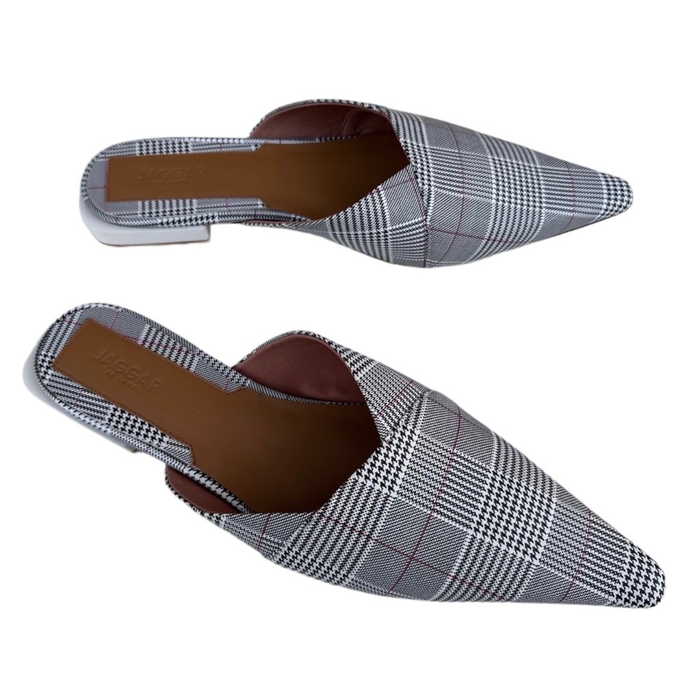 Jaggar The Label Plaid Check Pointed Toe Slip On Slide Pointed Toe Flats Size 39